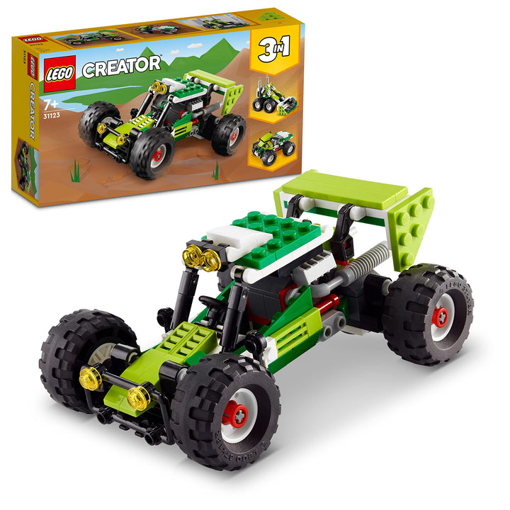 LEGO 31123 Creator 3-in-1 Geländebuggy, Quad, Kompaktlader, Spielzeug-Fahrzeuge für Kinder ab 7 Jahr