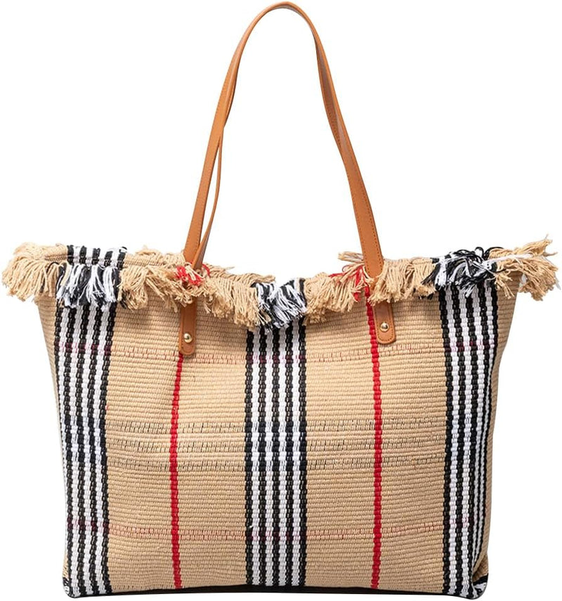 CORIOS Damen Canvas Handtasche Sommer Strand Tasche Grosse Schultertasche Böhmische Tote Beutel Bunt