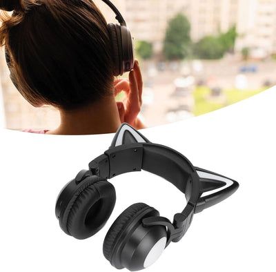 Cat Ear Bluetooth Headset, Bluetrumv5.0 Kabelloser Gaming-Kopfhörer mit Mikrofon und Buntem LED-Lich