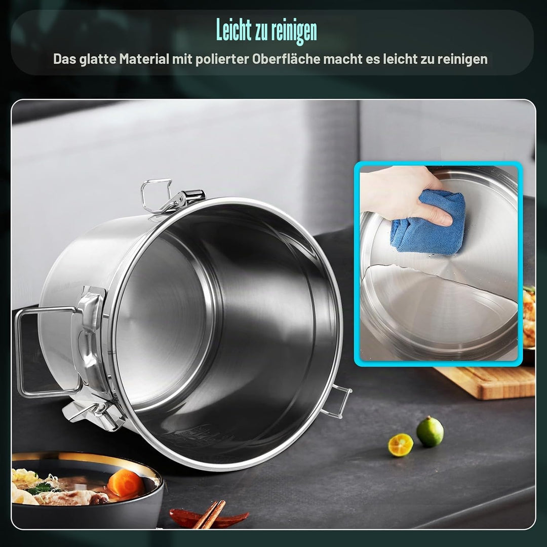 MccoMMon 6L/12L Edelstahl-Getreide,Lebensmittel Küche Container,Edelstahl luftdicht Tank,Küche Eimer