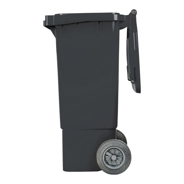 STIER 2-Rad-Müllgrossbehälter, Volumen 80 Liter, Mülleimer, grau, BxTxH 445x520x939 mm, Mülltonne, R