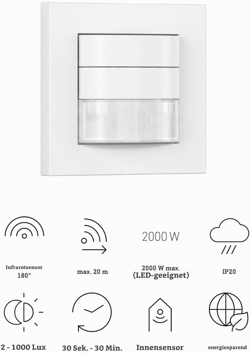 Steinel Sensorschalter IR 180 COM1 weiss, Unterputz-Einbau, LED Bewegungsmelder, 180°|20 m Erfassung