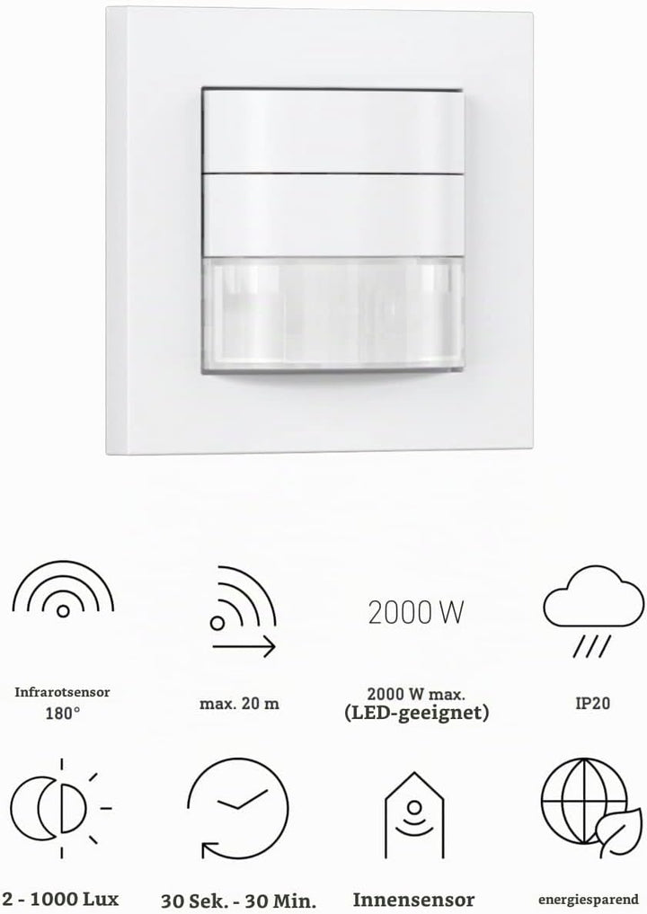 Steinel Sensorschalter IR 180 COM1 weiss, Unterputz-Einbau, LED Bewegungsmelder, 180°|20 m Erfassung