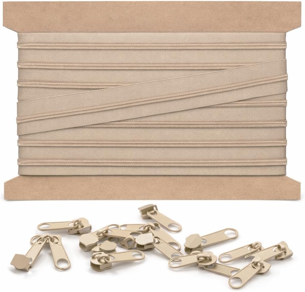 10m Endlosreissverschluss 5mm mit 20 zipper reissverschluss endlos Beige 10m + 20 Zipper Beige, 10m