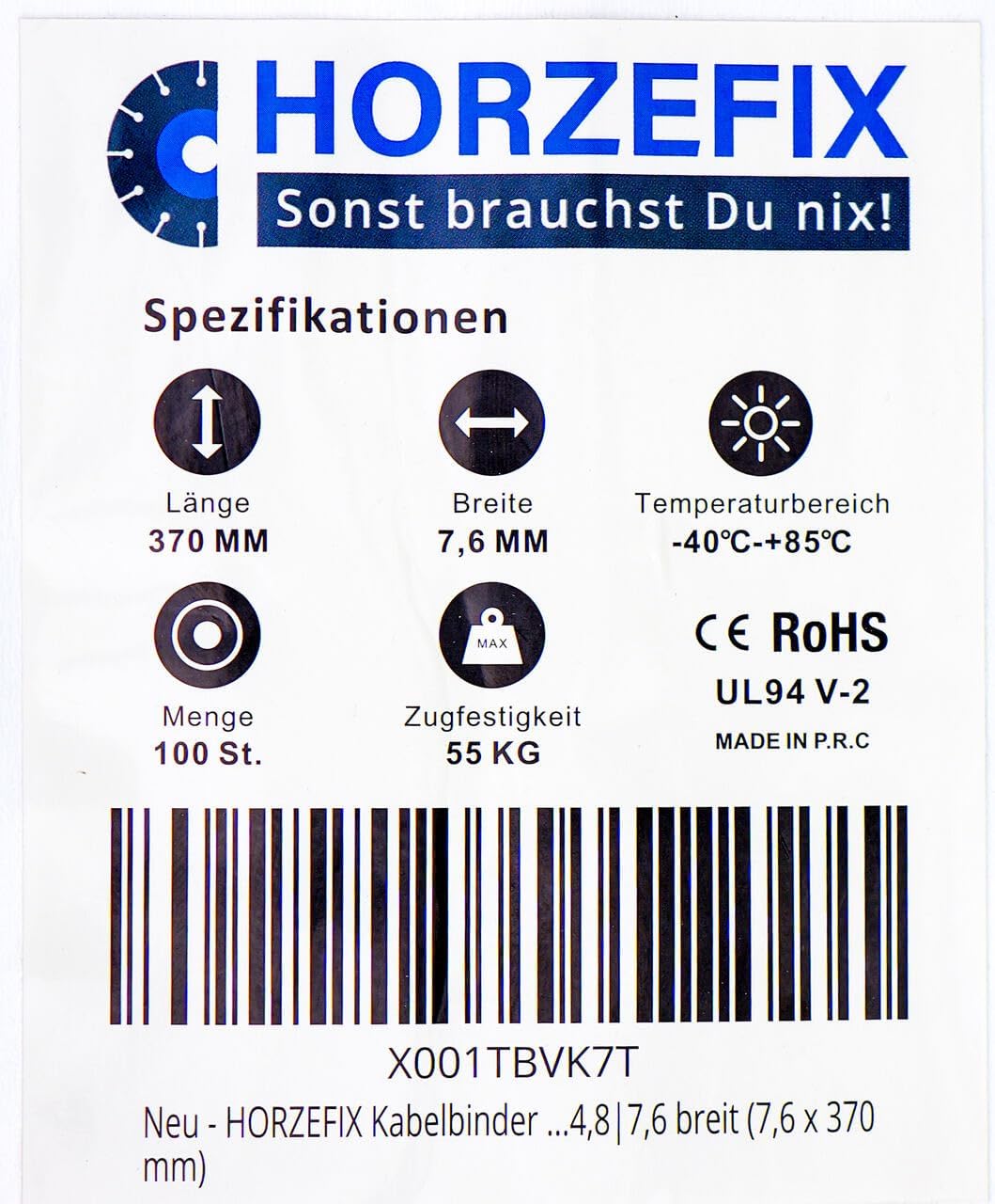 Kabelbinder 100 Stück weiss wetterfest lang uv beständig Universalbinder 2,5|3,6|4,8|7,6 breit (7,6