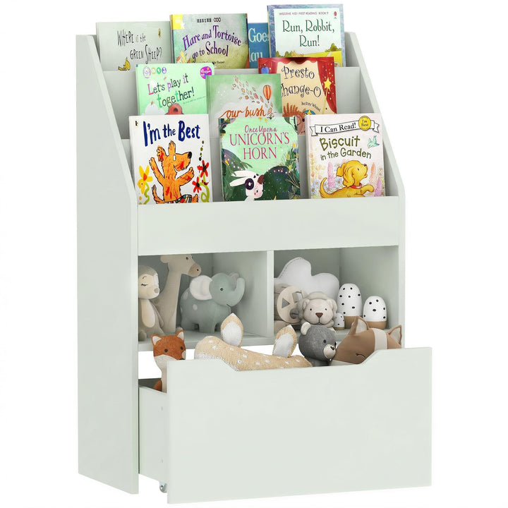 HOMCOM Kinder Bücherregal Kinderregal mit Schublade, 3 Ablagefächern und 2 offenen Fächern, Aufbewah