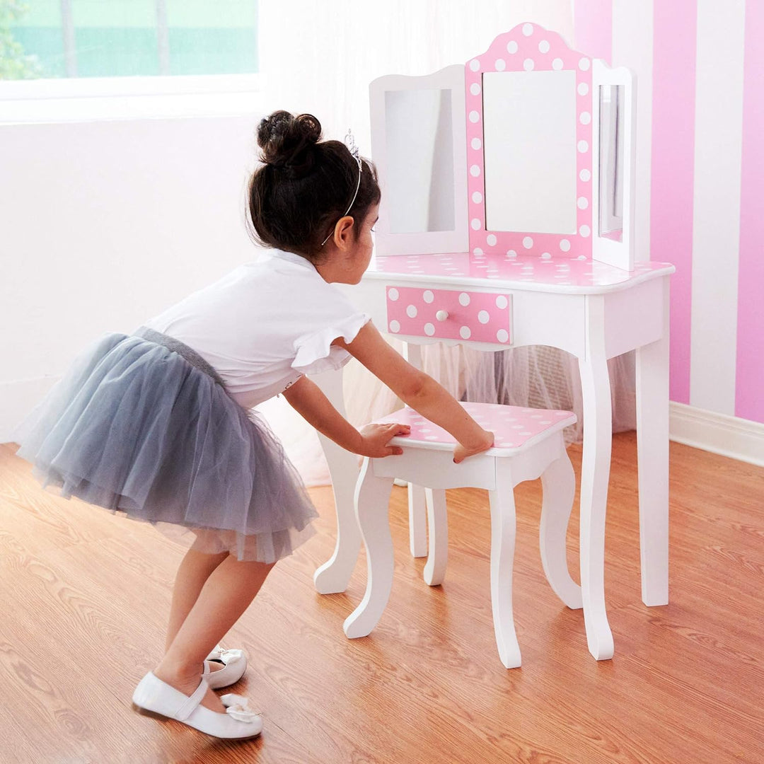 Fantasy Fields Kinder Schminktisch mit Spiegel und Hocker Mit Lichtern Rosa TD-11670FL