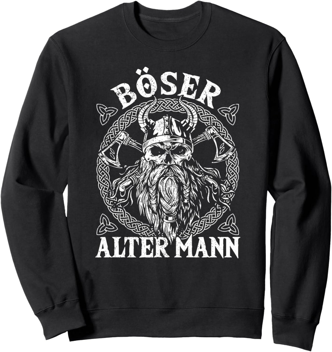 Böser Alter Mann, Totenkopf, Opa, Schädel, Wikinger, Biker Sweatshirt
