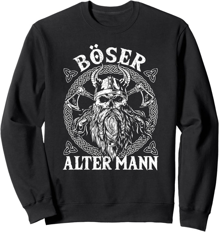 Böser Alter Mann, Totenkopf, Opa, Schädel, Wikinger, Biker Sweatshirt