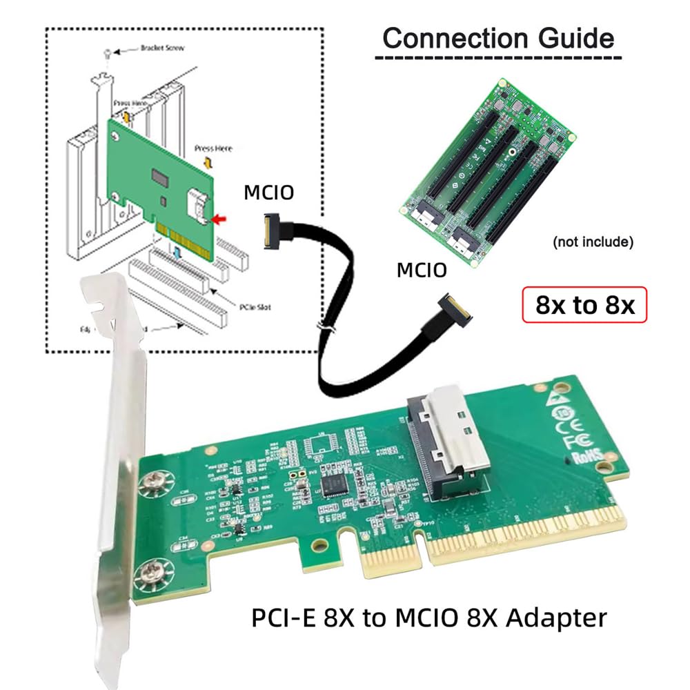 cablecc PCIE5.0 PCI-Express 8x zu MCIO 8i Mini Cool Edge IO SFF-TA-1016 VROC Mainboard SSD Grafikkar