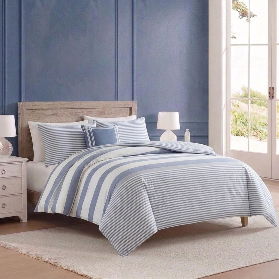 Nautica Home | Fairwater Collection | 100% Cotton Mediterranean Inspired Design Herringbone Weave Du