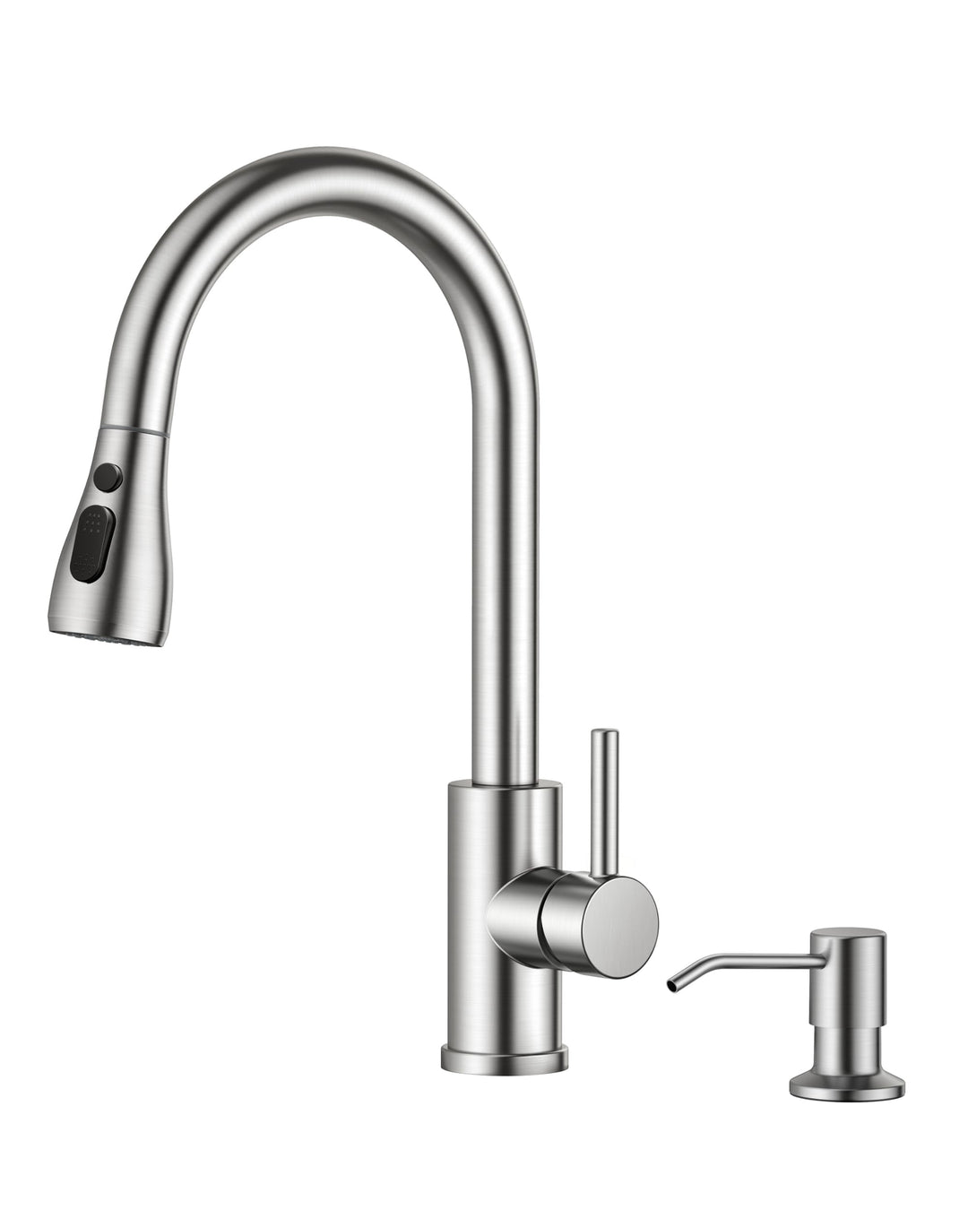 FORIOUS Küchenarmatur mit Seifenspender, ausziehbarer Wasserhahn Küche mit 2 Strahlarten, Einhebelmi