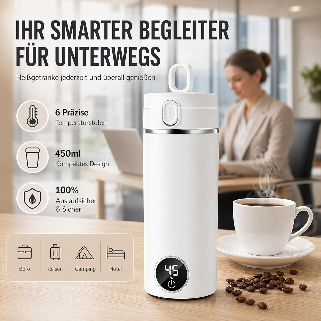 Elektrischer Reisewasserkocher Klein 450ML, Wasserkocher Klein 316 Edelstahl, Mini Wasserkocher Trag