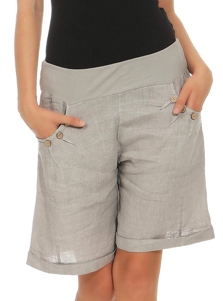 Malito Damen Bermuda aus Leinen | Shorts für den Strand | lässige Kurze Hose | Pants - Hotpants 8024