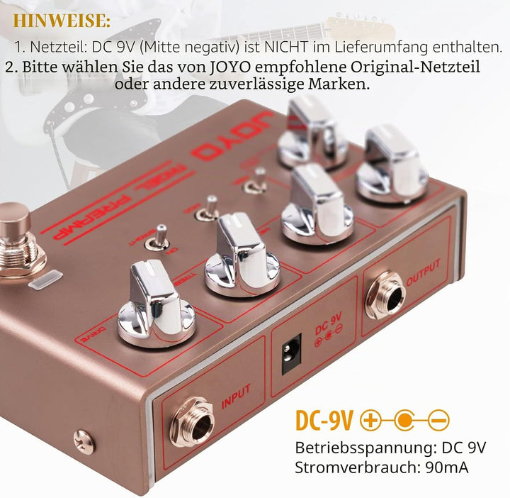 JOYO High Gain Overdrive Effektpedalverstärker Simulation Gitarrenpedale mit echtem Amp-Kopfton für