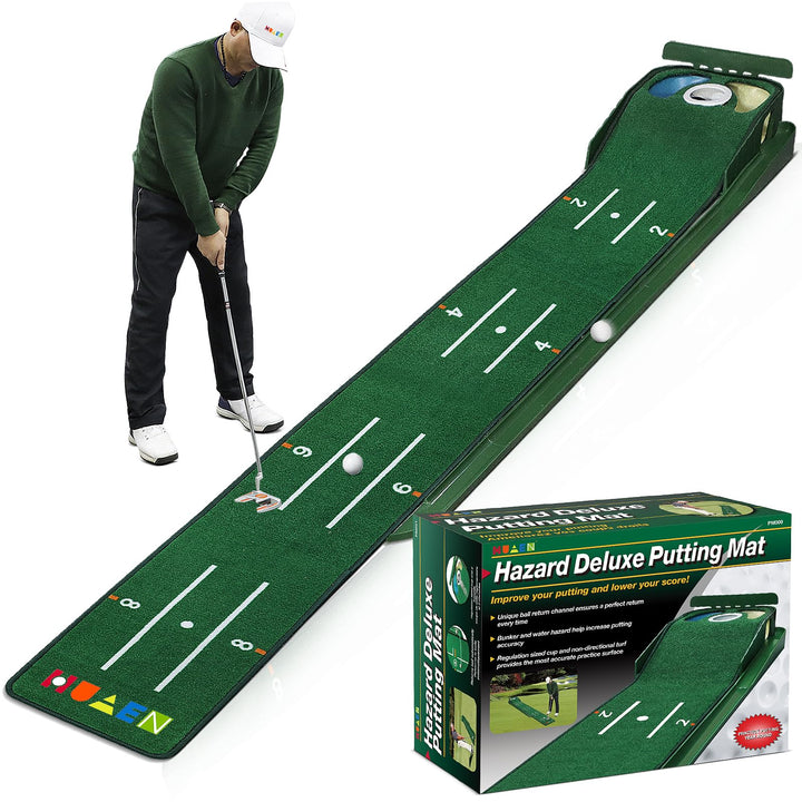 Putting-Grün, Indoor-Matte Mit Ballrücklauf und 3 Löchern, Golf-Trainingsausrüstung für Zuhause oder