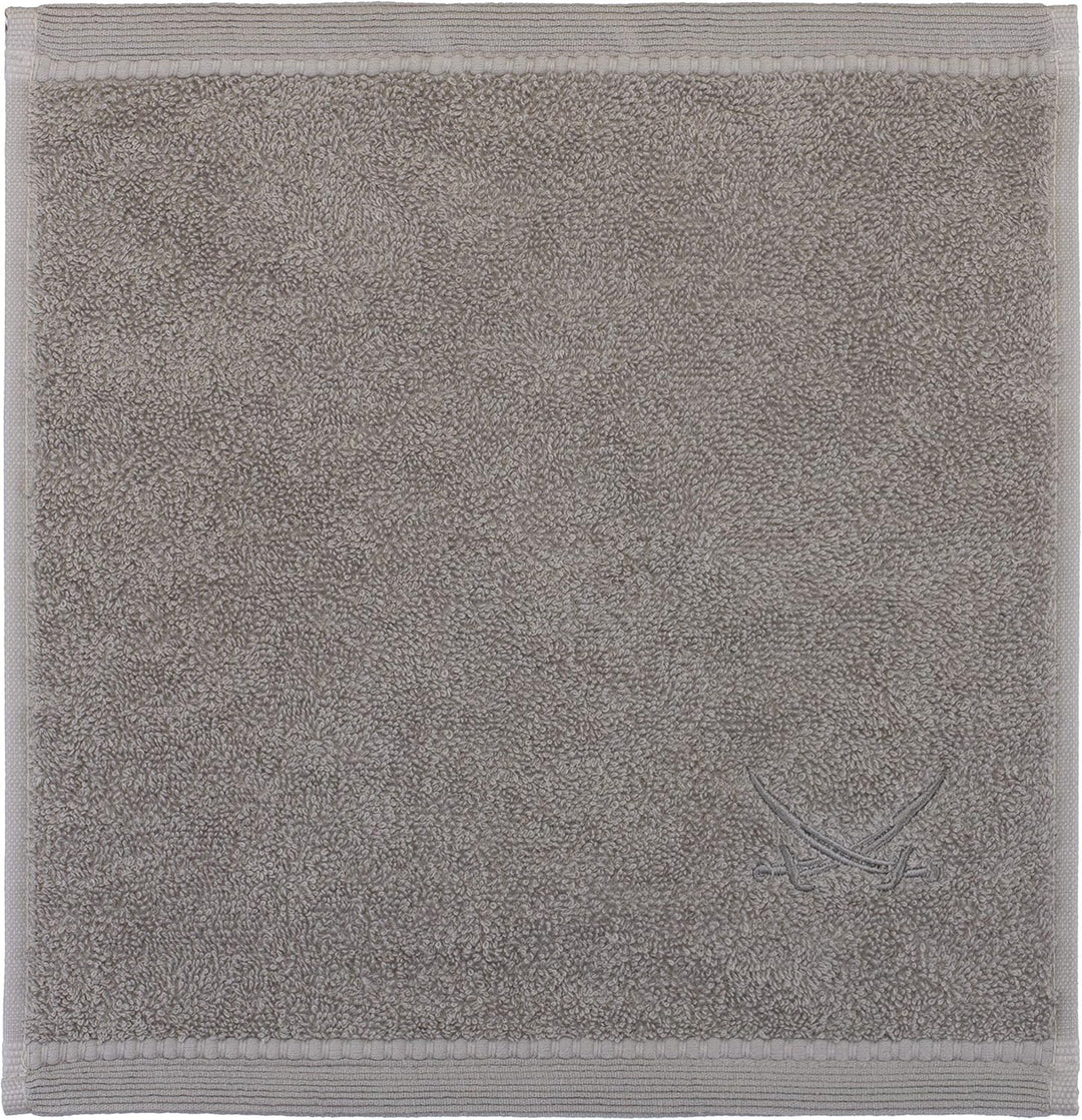 Sansibar Seiftücher 6er Set mit gesticktem Säbel Logo Handtuch Gästetuch 100% Baumwolle 30x30 cm Tau