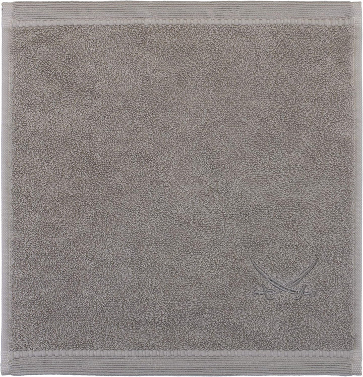 Sansibar Seiftücher 6er Set mit gesticktem Säbel Logo Handtuch Gästetuch 100% Baumwolle 30x30 cm Tau