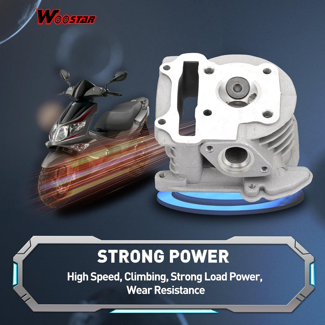 WOOSTAR 39mm Zylinderkopf 64mm Ventile Ersatz für 4-Takt GY6 49ccm 50ccm ATV Roller Moped 139QMA 139