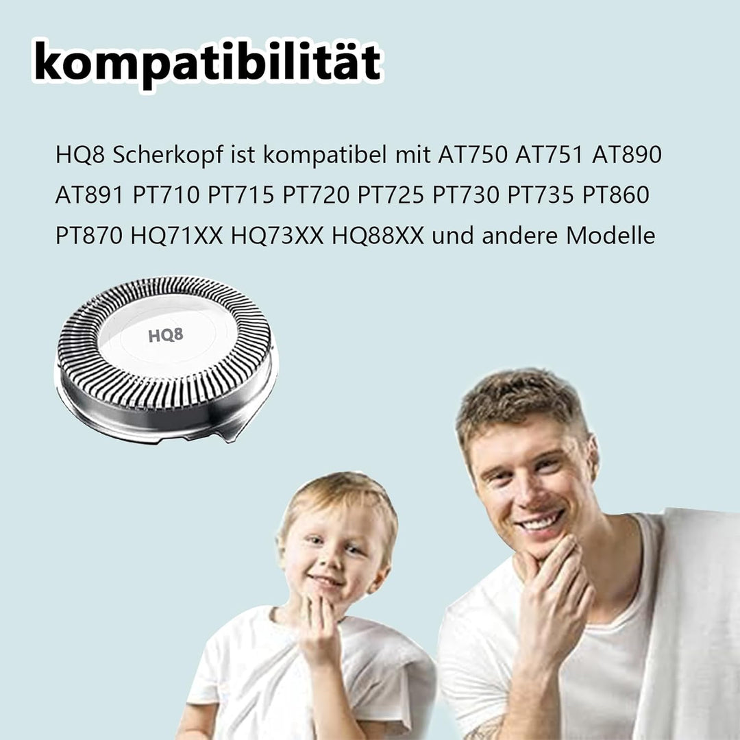 HQ8 Ersatzköpfe für Philips HQ8 Scherkopf Ersatzklingen kompatibel mit Philips Norelco HQ8 Rasierer
