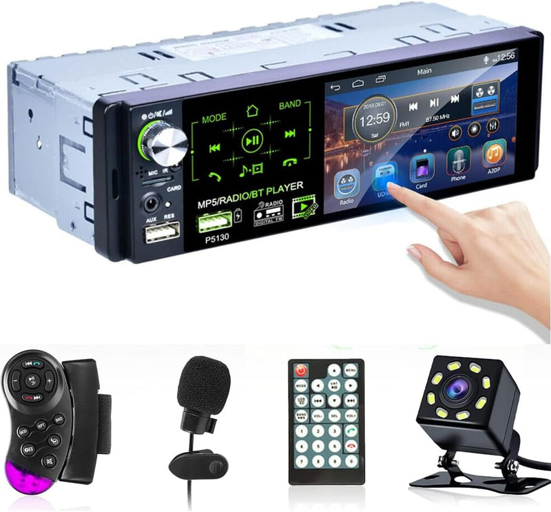 RDS Autoradio 1 Din Bluetooth Freisprecheinrichtung, Hikity 4,1 Zoll Bildschirm Touch Display mit FM