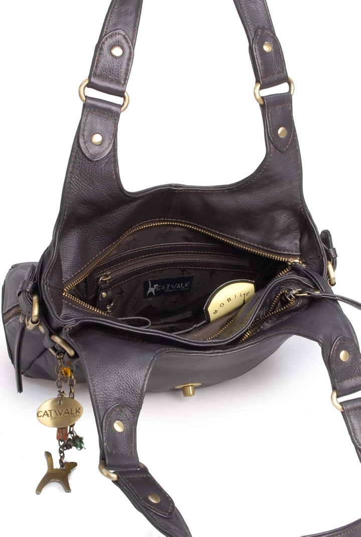 Catwalk Collection Handbags - Leder - Umhängetasche/Schultertasche - ROXANNA Braun, Braun