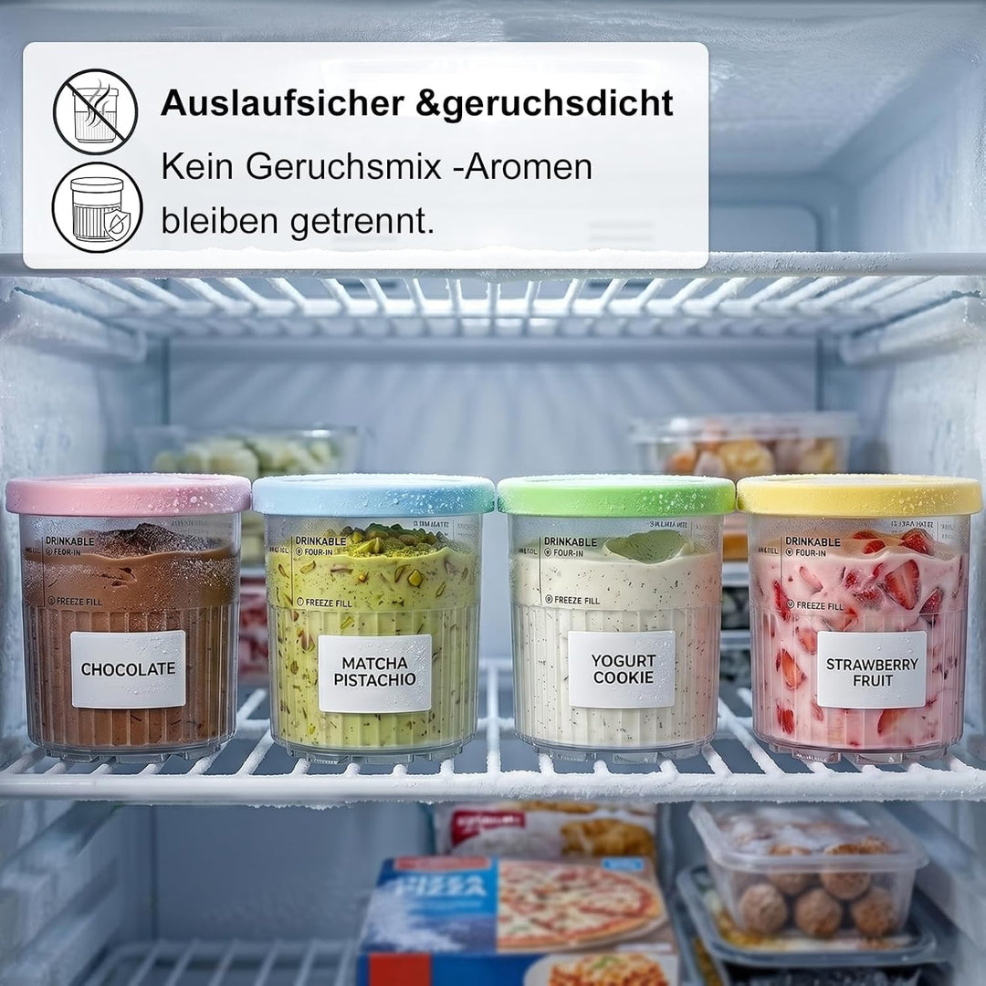 4er-Pack Eisbehälter für Ninja Creami Deluxe NC501 &amp; NC500, 710ml (24oz) Ersatzbecher mit auslaufsic
