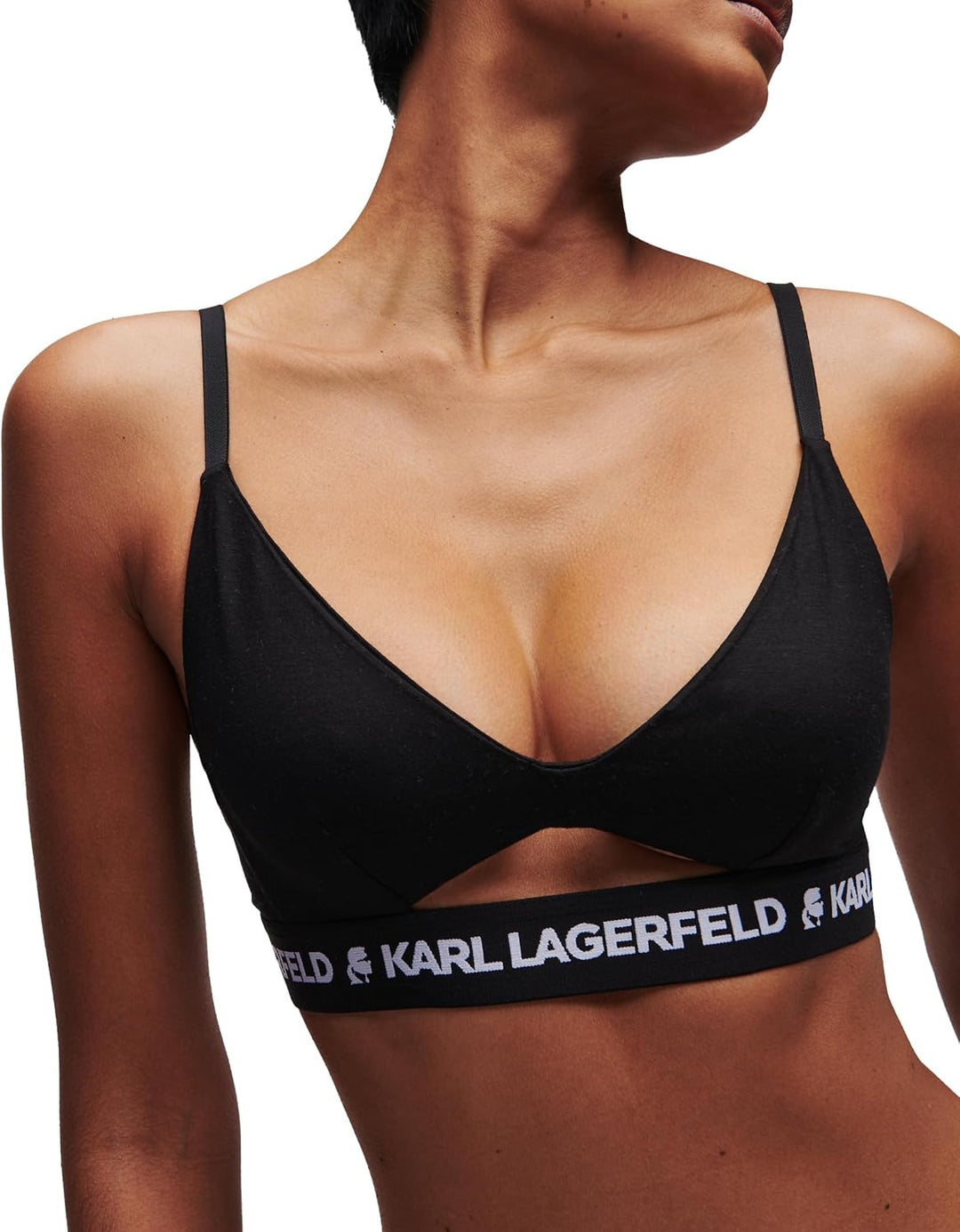 KARL LAGERFELD Damen Karl Lagerfeld Damen Logo Guckloch-Bh XS Schwarz, XS Schwarz