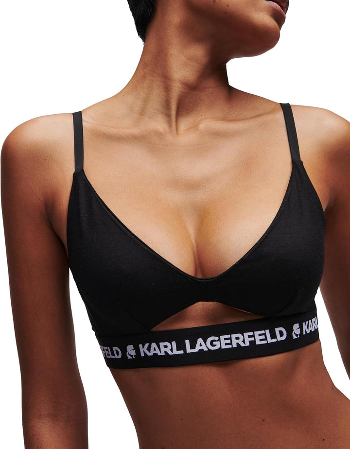 KARL LAGERFELD Damen Karl Lagerfeld Damen Logo Guckloch-Bh XS Schwarz, XS Schwarz