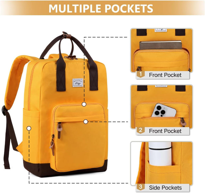 Kasgo Rucksack Herren, Schulrucksack Wasserabweisend Leichte 15,6 Zoll Laptop Schultasche für Damen