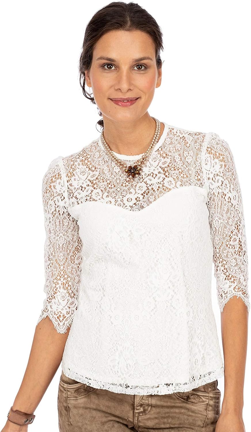Spieth & Wensky Damen Bluse ROA 48 Beige, 48 Beige
