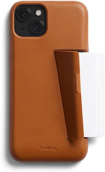 Bellroy Phone Case – 3 Card für iPhone 15 Plus (Leder-iPhone-Hülle, Handy-Geldbörse) - Terracotta, T
