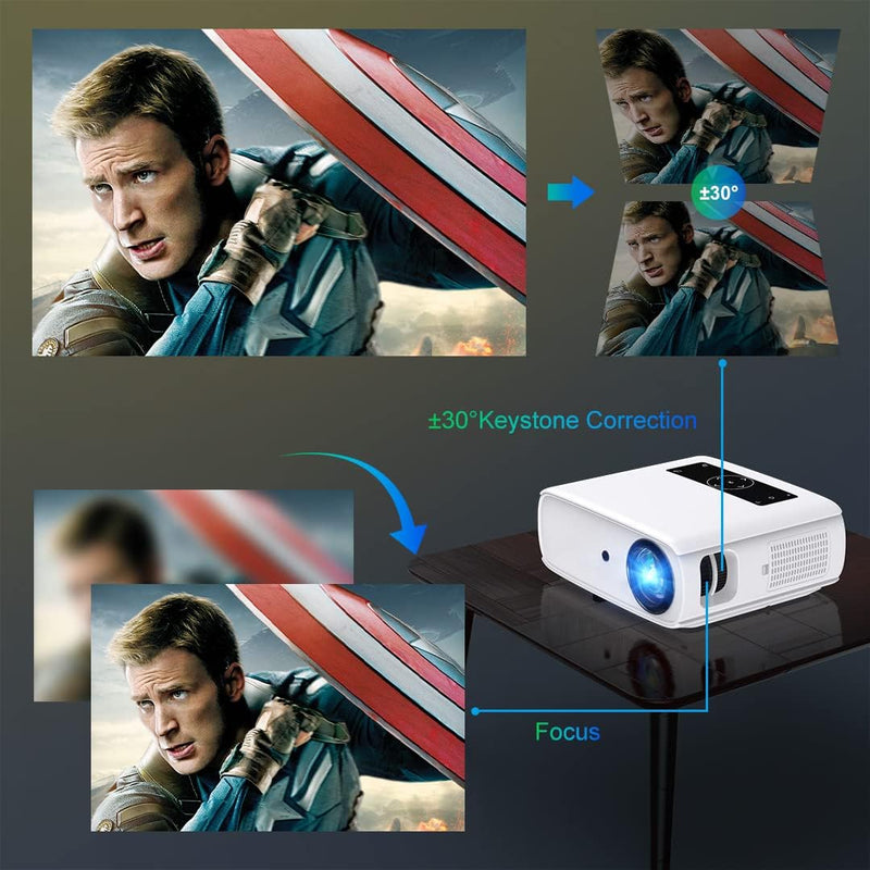 Native 1080P Full HD Beamer, 10000L Heimkino Video Beamer mit 150000 Stunden unterstützt 4K 350&