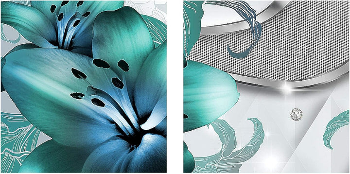 Runa Art Bild Modern Blumen Lilien - Made in Germany - Wandbilder Abstrakt Türkis 4 Teilig 017342a 1