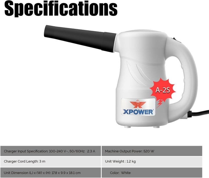 XPOWER Electric Air Duster for Dusting Drying Inflating Blowing Car Detailing Computer Leaf Blowing