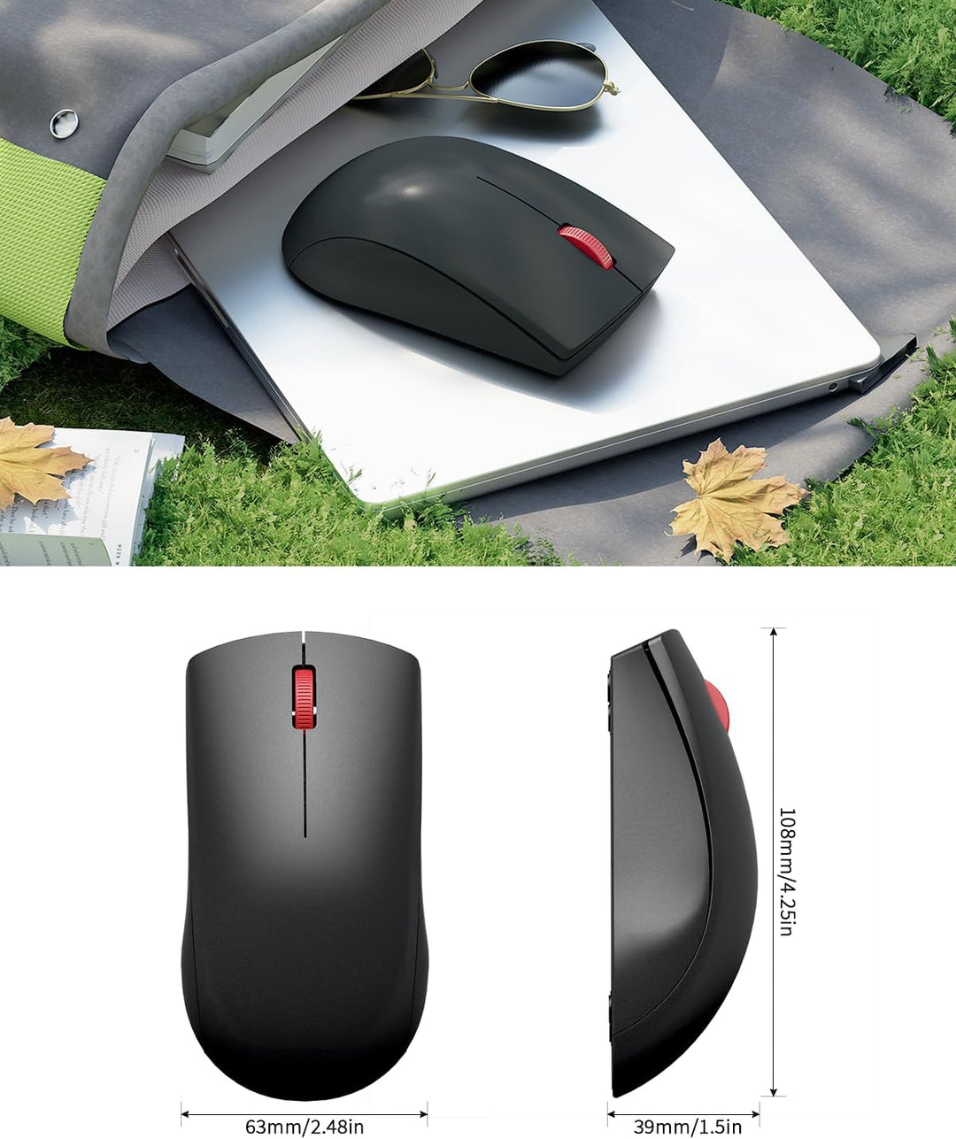 Lenovo Kabellose Maus WL150,Bluetooth maus mit USB-Empfänger,1000 DPI,Ergonomische für Links- & Rech