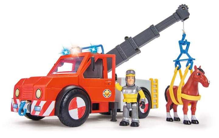 Simba 109258280 - Feuerwehrmann Sam Phoenix mit Figur und Pferd, 23cm, Mit Sam Figur und Pferd, Ausf