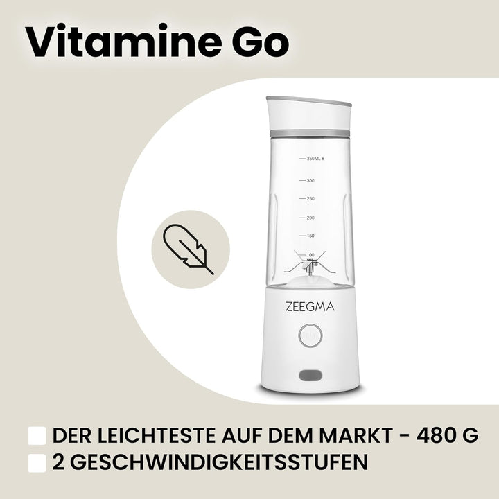 ZEEGMA Vitamine GO Tragbarer Mixer für Cocktails und Smoothies 300W, Personal Blender, Mini-Mixer 45