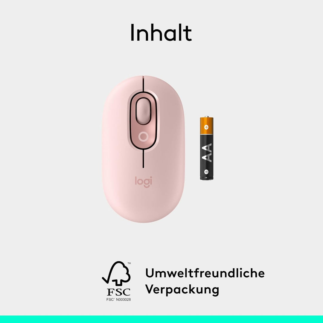 Logitech POP Mouse, kompakte und Mobile kabellose Bluetooth-Maus mit programmierbaren Tasten und lei