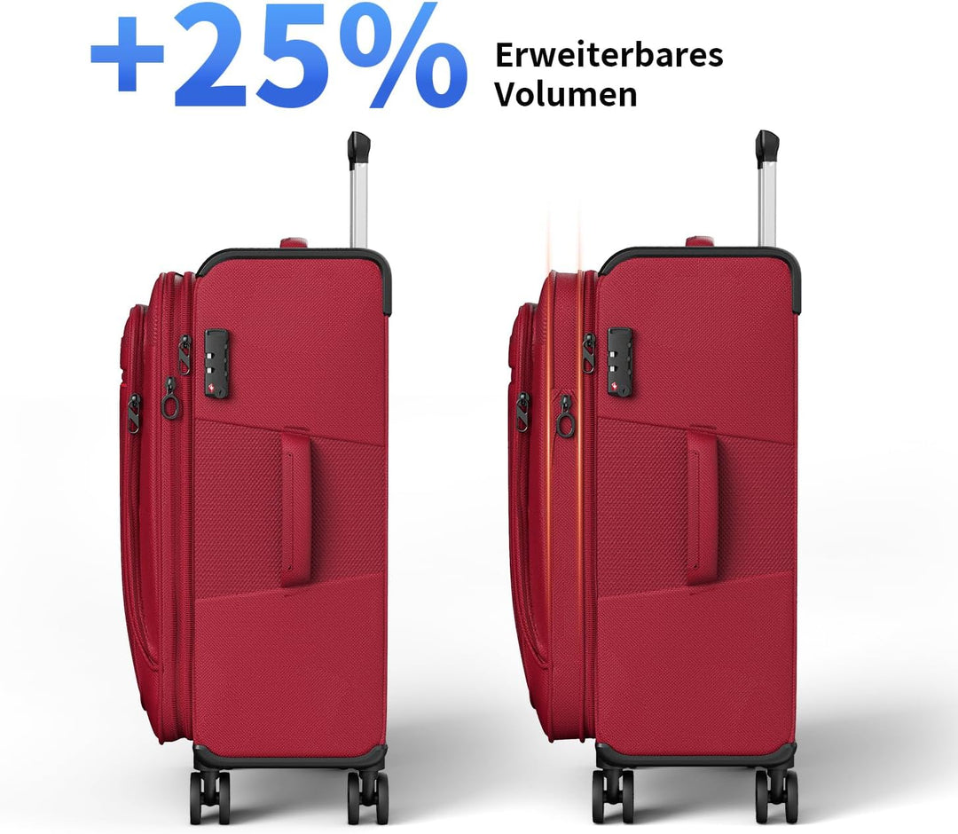 ABISTAB Verage Toledo III | MEDIUM Weichschalen Koffer 68cm Burgundy mit 4 Doppelrollen & TSA-Schlos