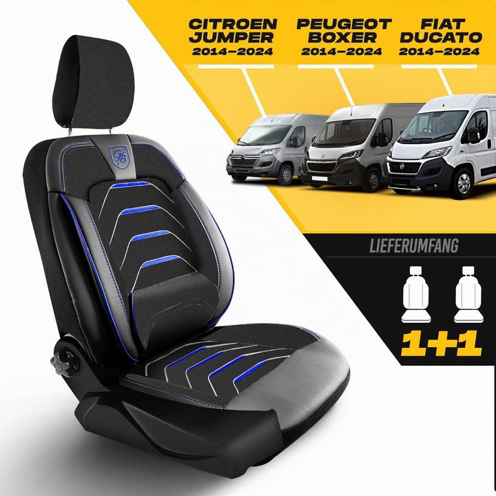 Autositzbezüge Universal 1+1 für FIAT Ducato, Peugeot Boxer, Citroen Jumper (2014-2026) Opel Movano