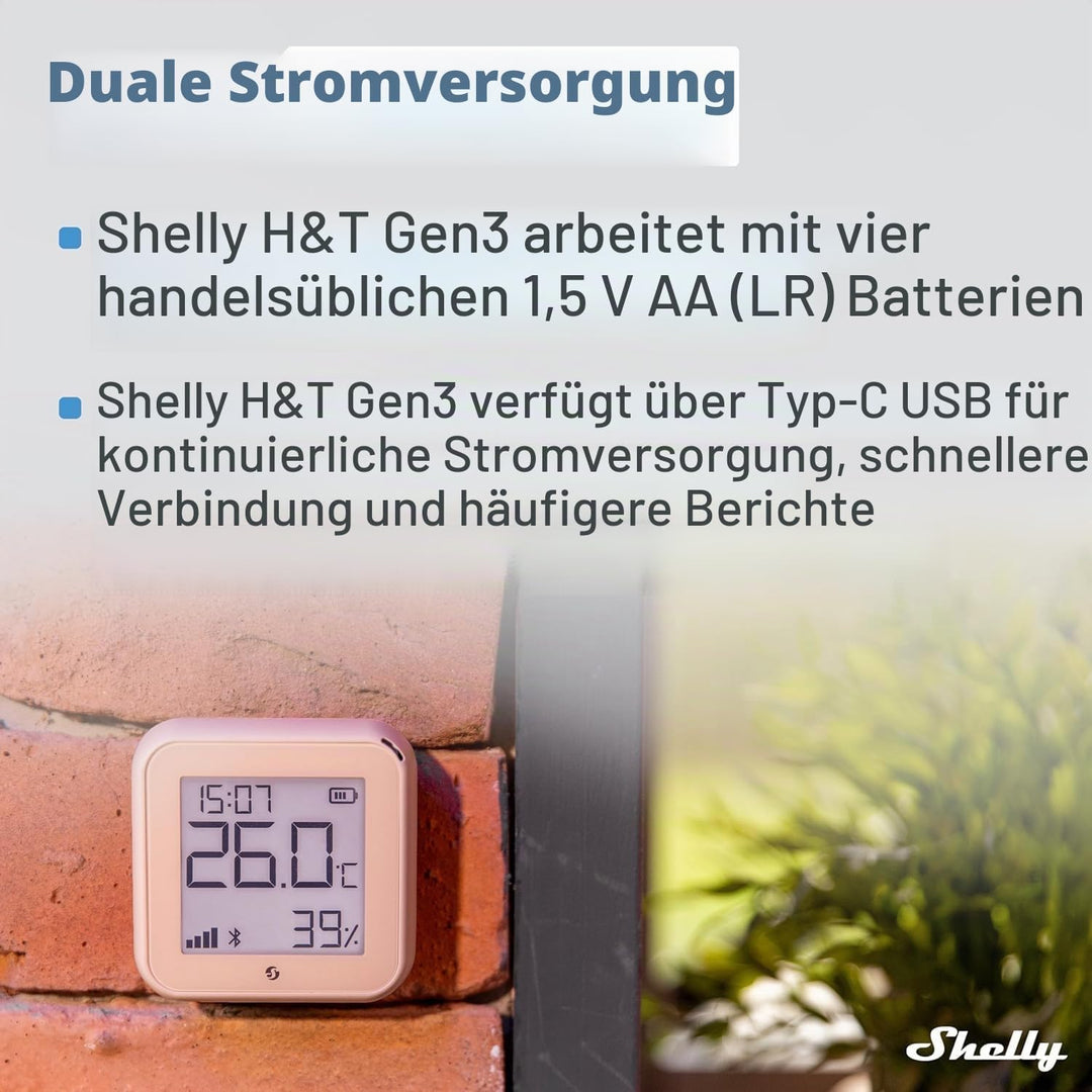 Shelly H&amp;T Gen 3 Mocha | 2er Pack |Wi-Fi und Bluetooth Temperatur&amp;Luftfeuchtigkeitssensor | Hausauto