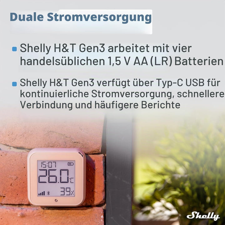 Shelly H&amp;T Gen 3 Mocha | 2er Pack |Wi-Fi und Bluetooth Temperatur&amp;Luftfeuchtigkeitssensor | Hausauto