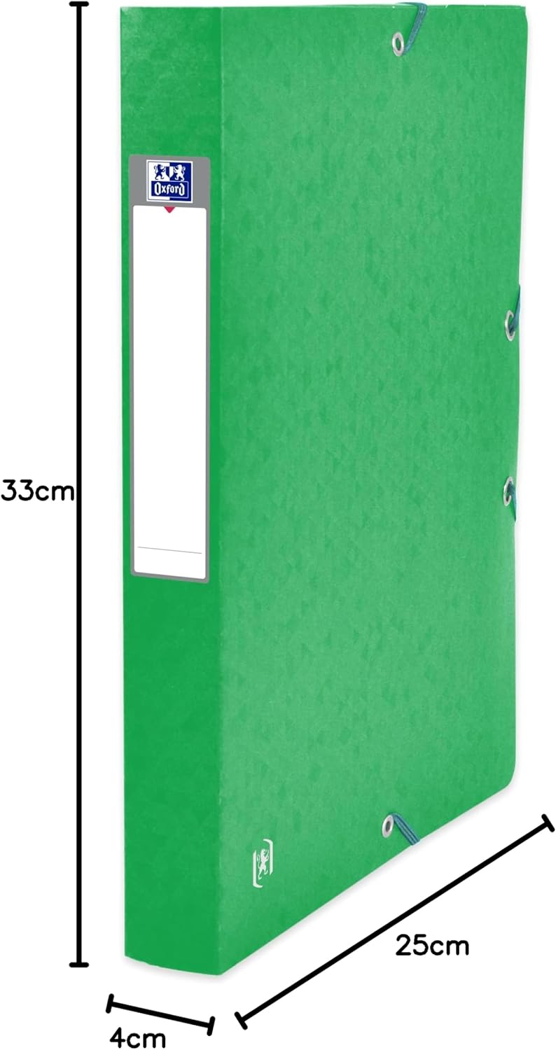 Oxford Sammelbox A4, aus Karton, 4 cm Rückenbreite, rot, 9 Stück 4 cm Rückenbreite grün, 4 cm Rücken