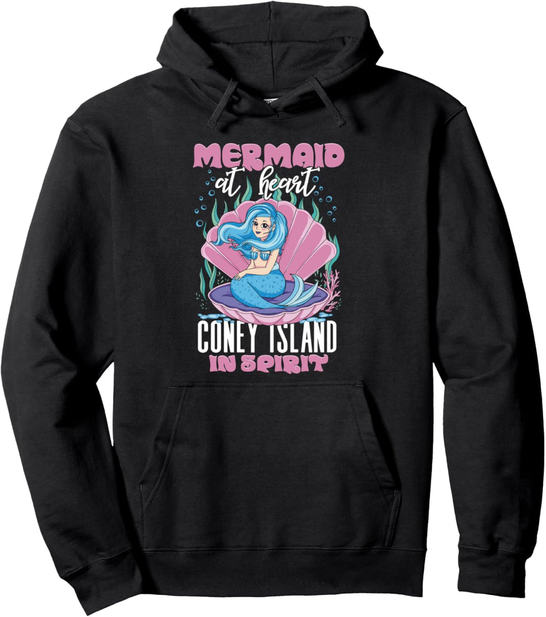 Meerjungfrau im Herzen Coney Island in Spirit Sea Shell Mermaid Pullover Hoodie