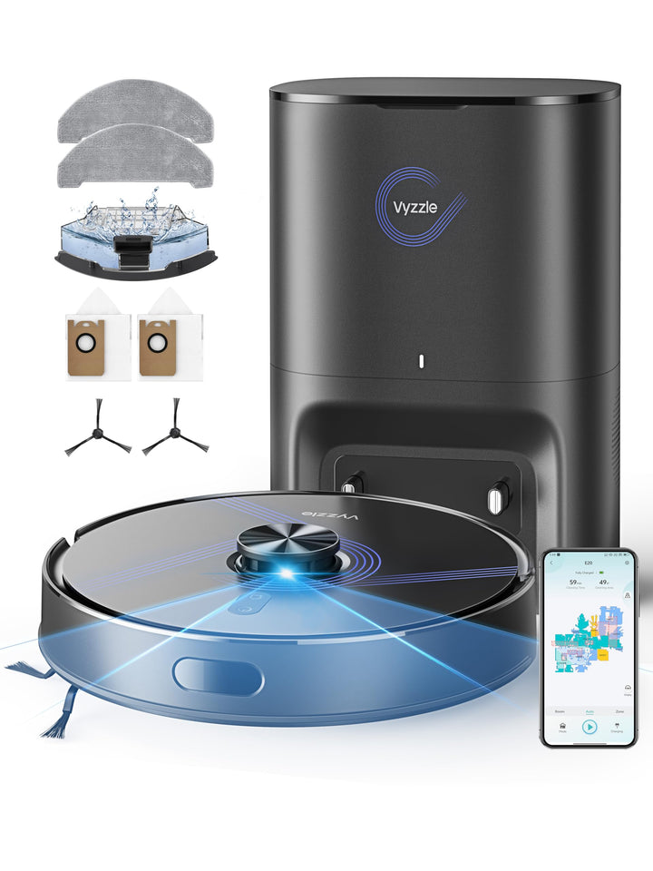 Vyzzle Saugroboter mit Wischfunktion 5500 Pa, Saugroboter mit Absaugstation 3.5L, Staubsauger Robote