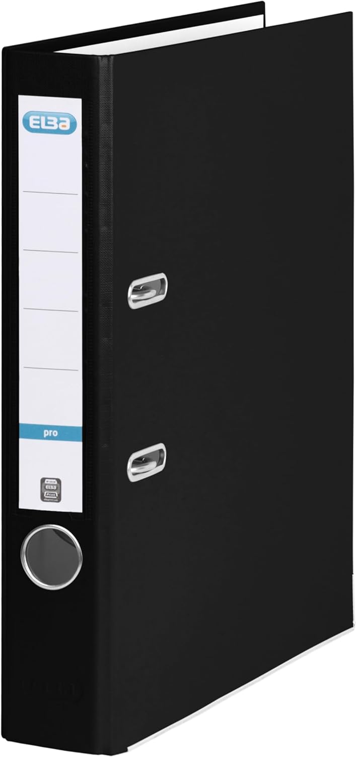 Elba Ordner A4, Smart Pro, 5 cm schmal, Kunststoff aussen, schwarz, 10 Stück, schwarz