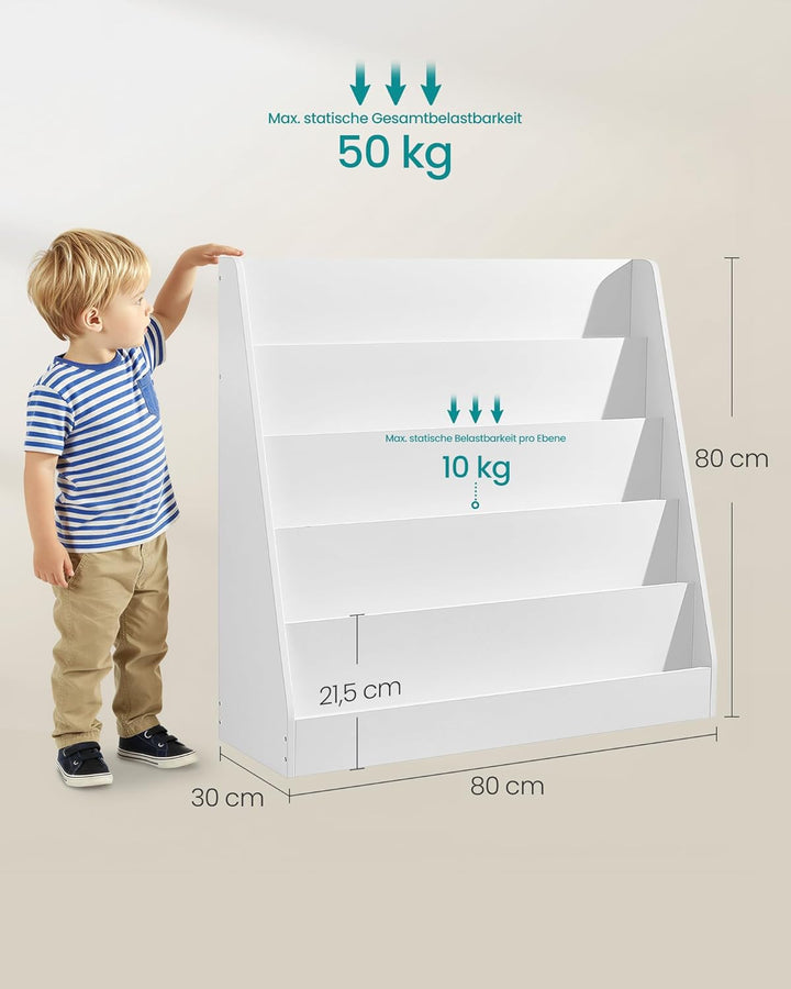SONGMICS Bücherregal Kinder, Kinderregal, Montessori Regal mit 5 Ebenen, für Bilderbücher, Kinderzim