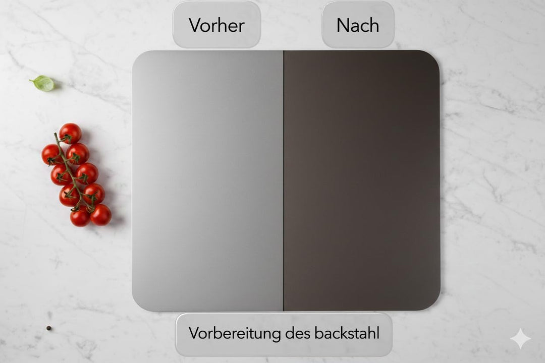 Backstahl für Pizza und Brot 38 x 33 cm / 8 mm Stärke. Premium Pizzastein aus hochwertigem Stahl. Pi