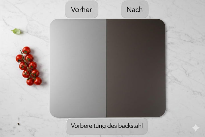 Backstahl für Pizza und Brot 38 x 33 cm / 6 mm Stärke. Premium Pizzastein aus hochwertigem Stahl. Pi